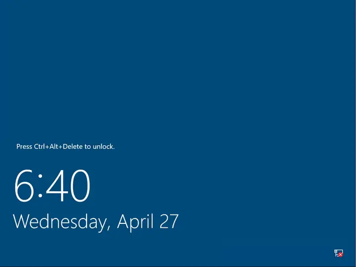 The lock screen prompts Ctrl+Alt+Delete to unlock.