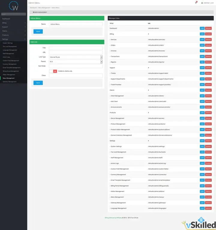 Editable navigation items with separate edit and delete buttons