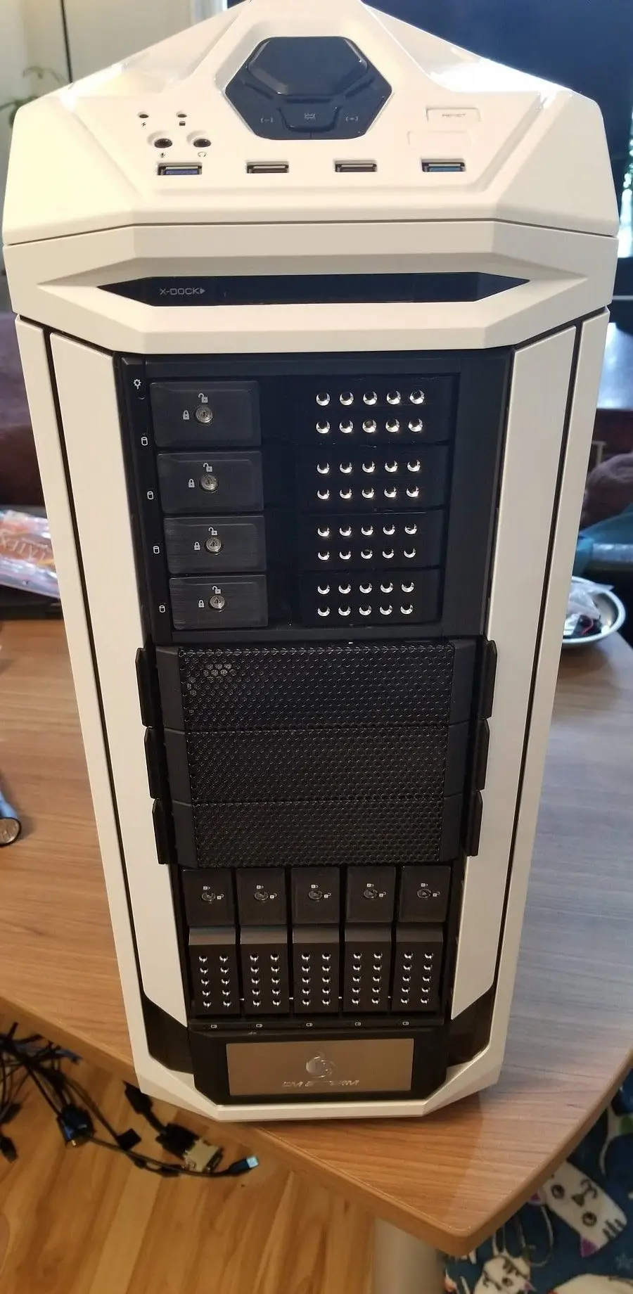 Stryker PC with new hot-swap drive cages installed in the front