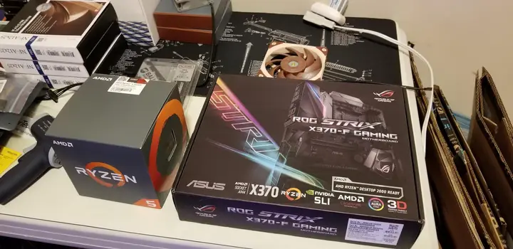 AMD Ryzen processor, ASUS X370-F motherboard and other boxed server components