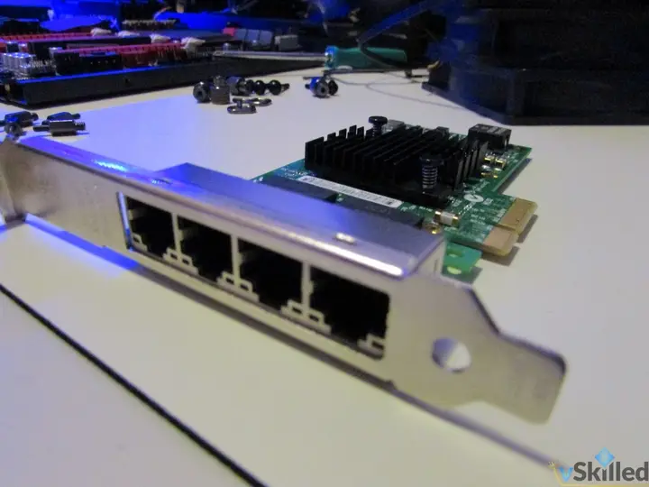 Four-port Ethernet PCIe adapter on the workbench