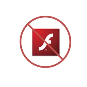 Adobe Flash logo crossed out by a prohibition sign