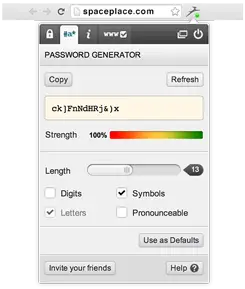 Dashlane password generator with length and character options