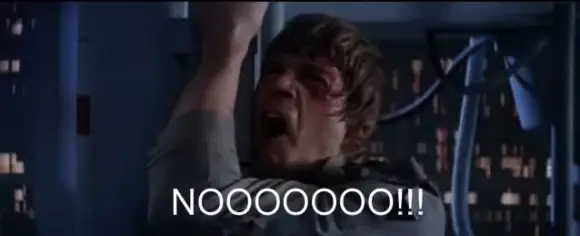 Luke Skywalker shouting “No” in a Star Wars reaction image
