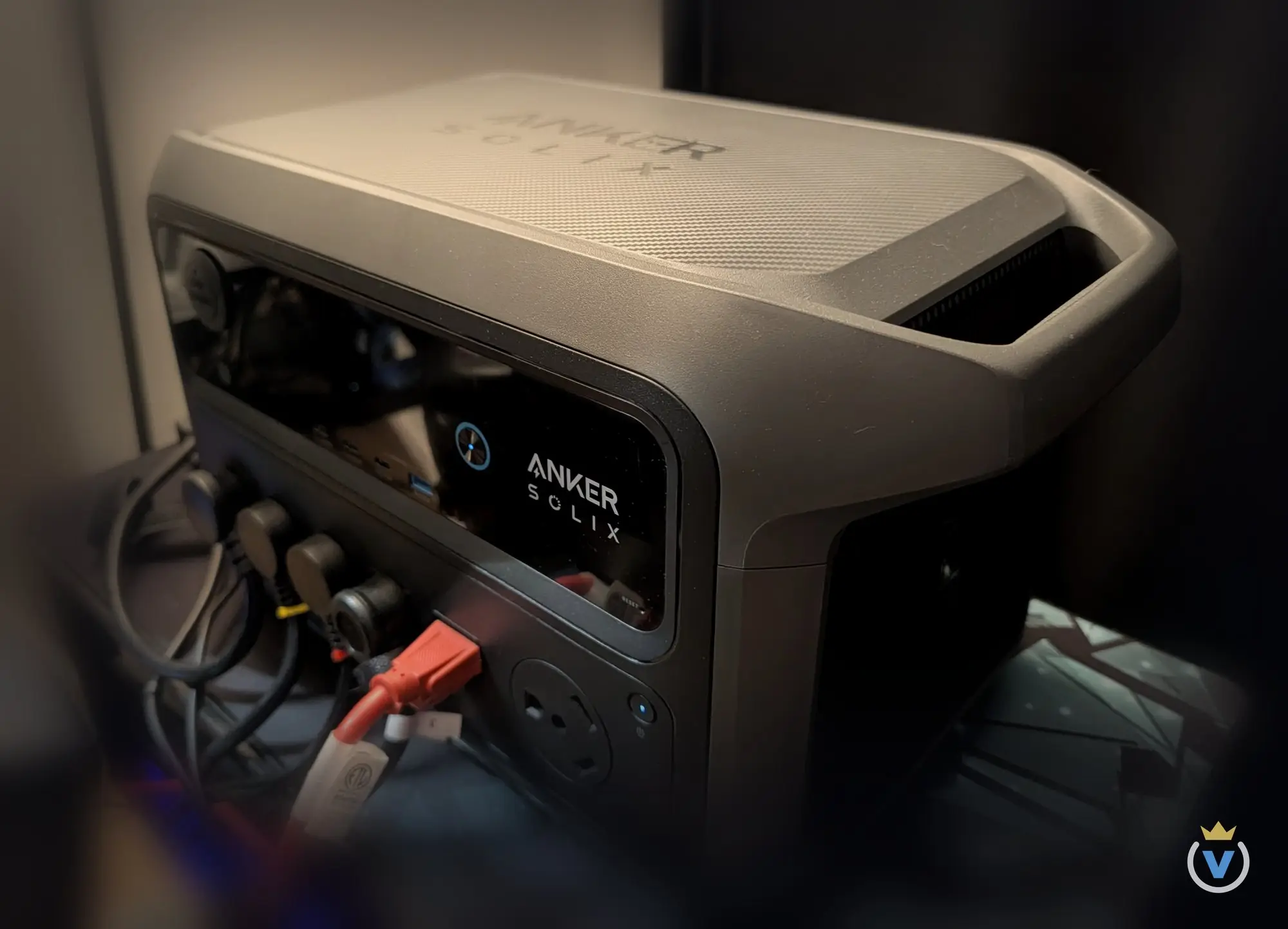 The Anker SOLIX C2000 Gen 2 power station that feeds the rack UPS.