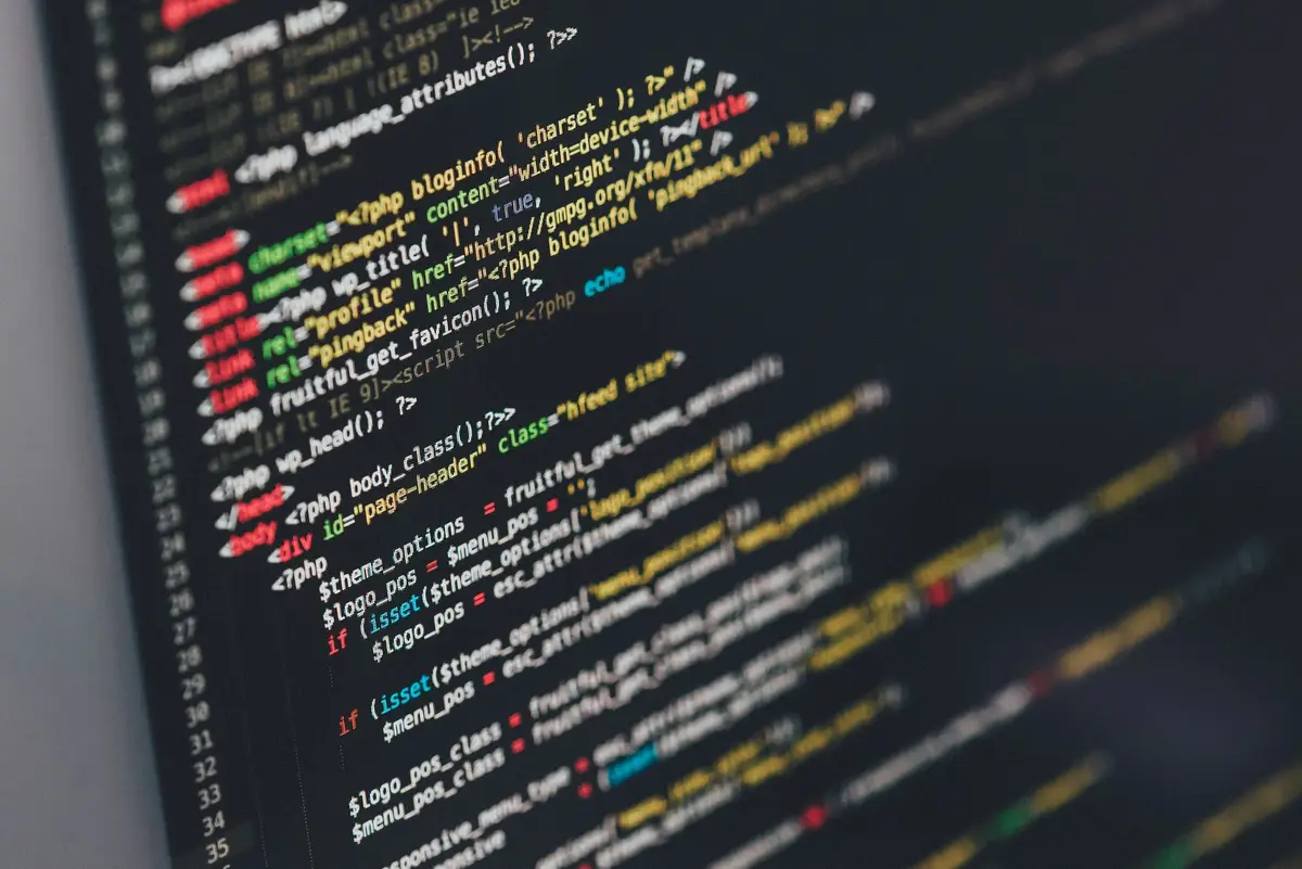 Close view of source code displayed on a monitor