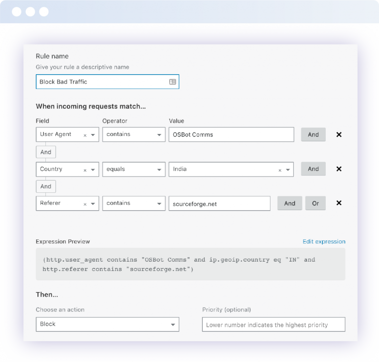 Cloudflare firewall rules настройка